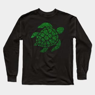 Green Sea Faux Glitter Turtle Long Sleeve T-Shirt